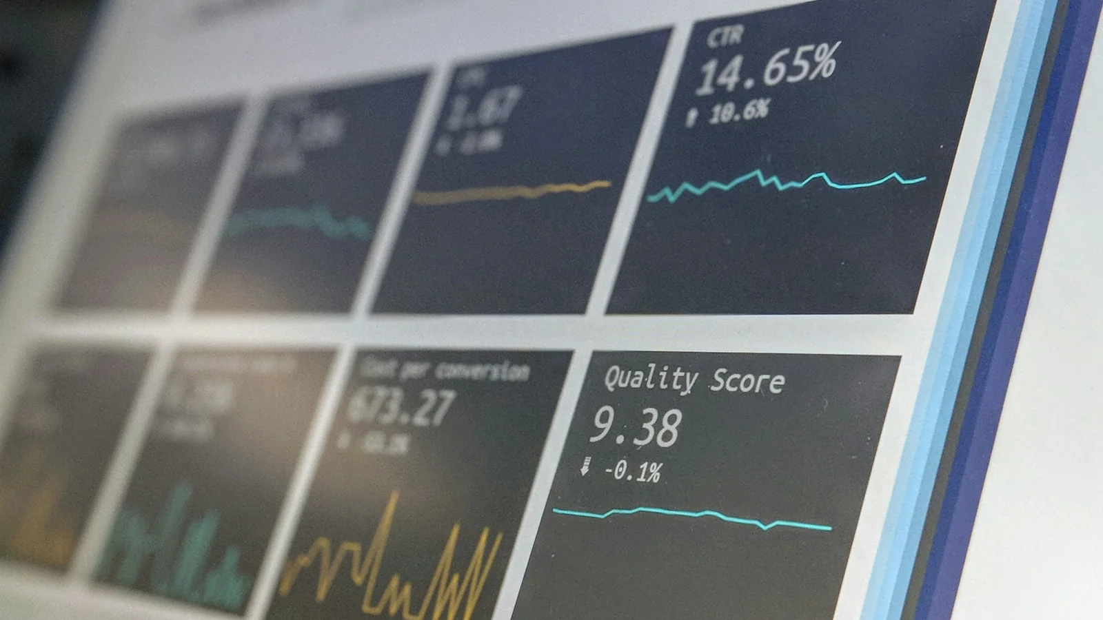 Data analytics dashboard displaying real-time performance metrics