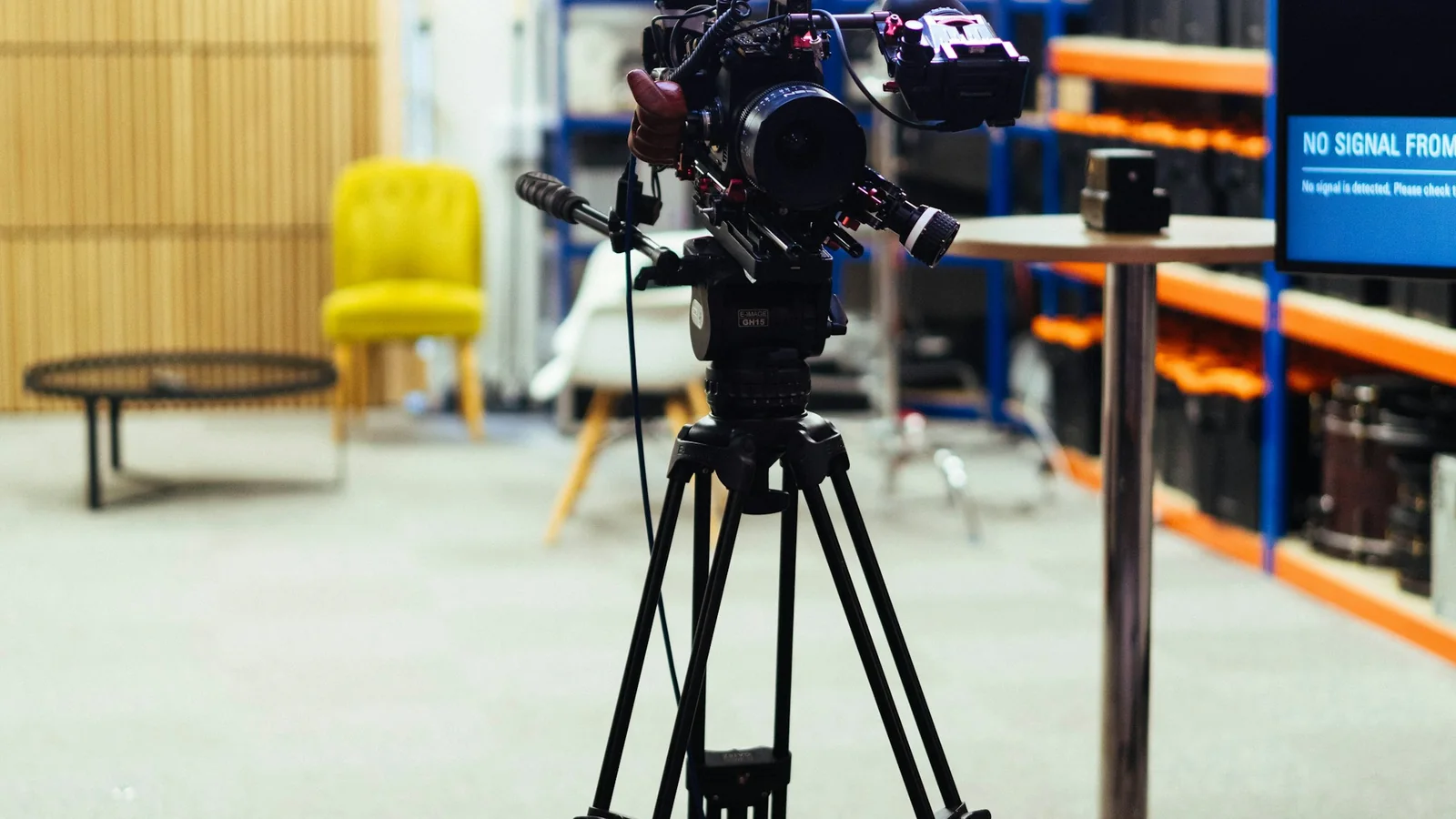 Professional cinema camera prepared for digital media production