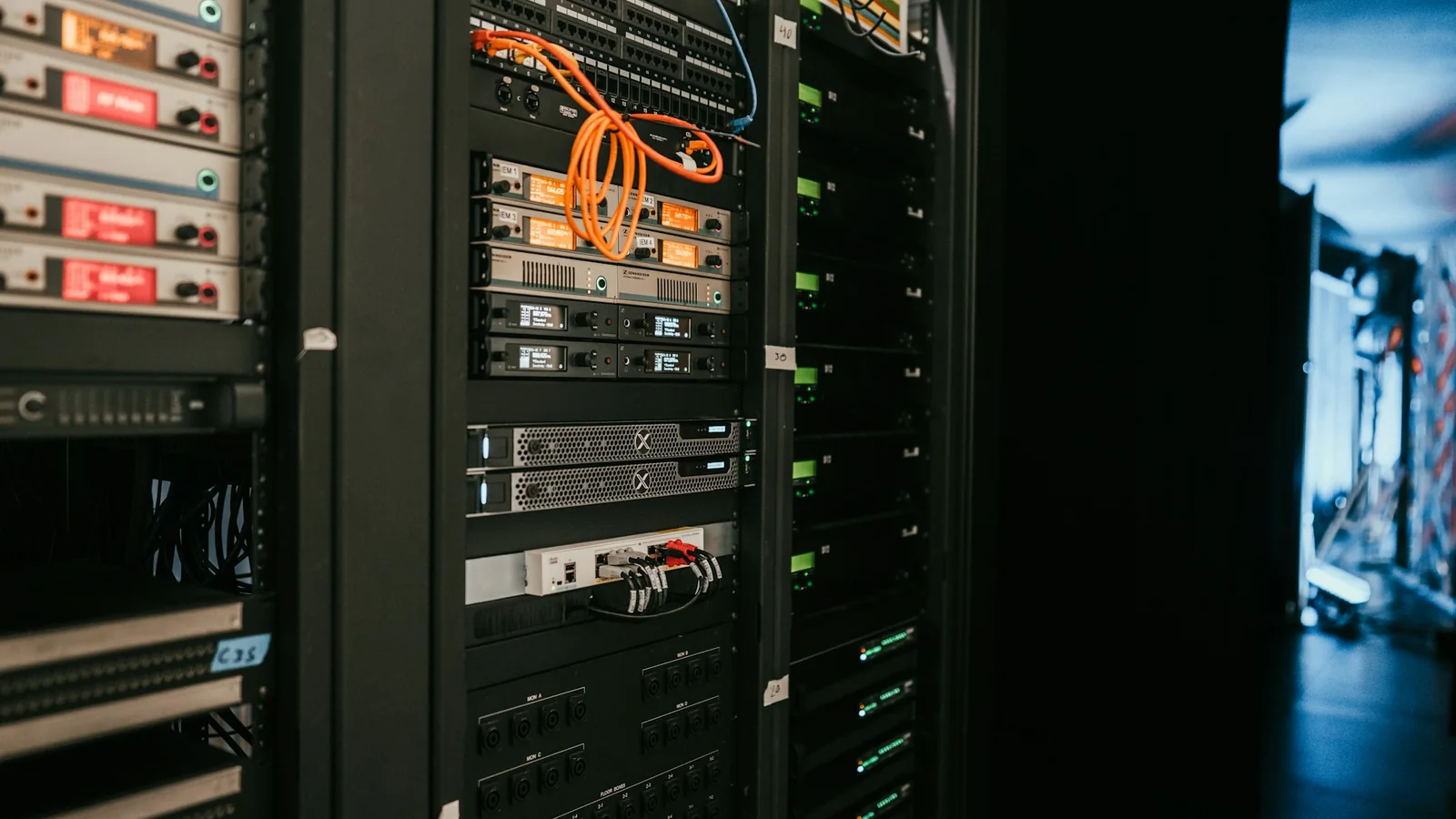 High-performance server racks in a data center